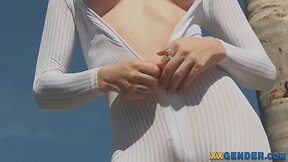 Tattooed trans person enjoys intercourse with large african-american penis