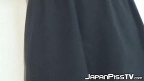 Pretty Japanese girls enjoy peeing playfully