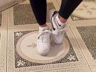 Immodest White Sneaker Worship - Valeria Night (Side View)