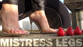 Strawberries foot squeezing, whipped cream on feet and dirty feet licking (MOV HD)