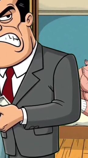 Cuckold Husband Is Furious That His Wife Is Cheating with Her Lover. Cartoon