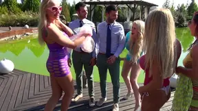 Seductive Lara de Santis Leads Slutty Bombshell Orgies at Porn Camp