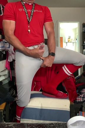 Jockdad87 Edges in Baseball Gear and Red Striped Socks