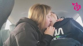 Making out and playing with Carmin Jones's boobs in the backseat of a car.