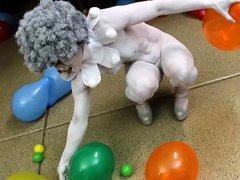 Cosplay video with naked clown babe
