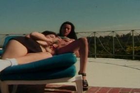 Perfect lesbo babes having fun by the pool