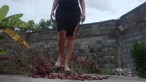 How I enjoy crushing, stomping, and crushing with my huge high heels while completely naked