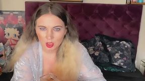 Kinky whore smokes, has coughing fit and plays with spit