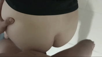 Stepsister's balcony fantasy comes true with hard fucking and creamy mouthful