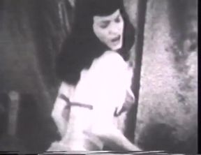 Brunette's old fashioned stripping