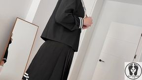 godess milf in school uniform showering and masturbates