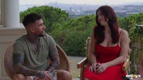 Curvy Redhead in Lingerie Engages in Playful Banter Before an Intimate Encounter with Two Guys - Featuring Yeri Blue!
