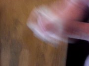Solo jerking cock with lube, cumshot (sry for shaky camera)