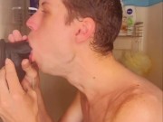 Training my slut mouth for big cock. Want to replace the dildo?