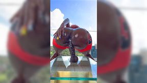 The wetness of her body belies the lust in this ebony chick