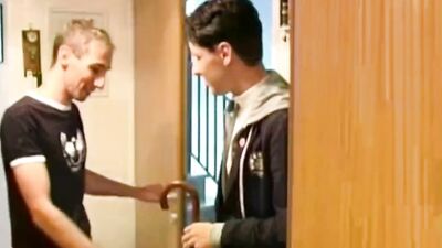 Twink bent over and railed balls deep after a blowjob