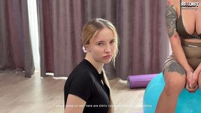 two top pornstars polly yangs and bella murr on the set of hardcore porn with threesome sex!