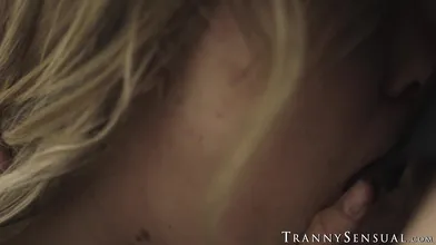 Haley Reed and TS Jenna Gargles tag team mans cock during house tour