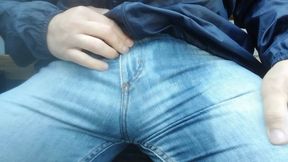 Sitting in wet pants in a public place