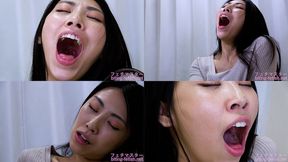 Tomomi Okanishi - CLOSE-UP of Japanese cute girl YAWNING - 1080p