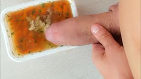 Soup with Own Cum - Flavoring Delivered Food From Restaurant with Own flavor and Tasting It