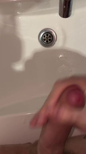 Accidental Golden Shower on My Hand While Pissing in Sink & Cumshots