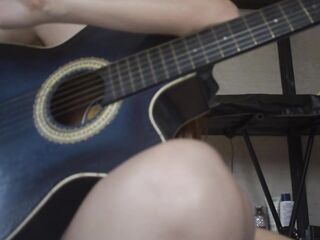 Tiny golden-haired undresses for her guitar teacher, so this chab can finish on her back, so this guy doesn't get her preggo coz that guy's much aged.