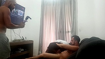 My Brazilian Friend Caught on the Couch Fucking MILF