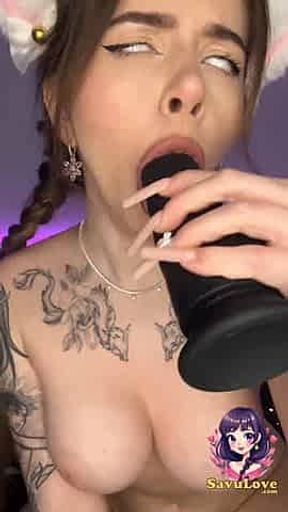 With her lengthy locks flowing and dressed in a cat costume, she teases and satisfies with a giant ebony dildo - the greatest XXX porn!