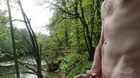 Horny in the spring forest pissing