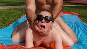 Exxxtra Small: Redhead Amber Addis handjob in the pool