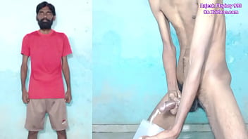 Rajesh Playboy 993 Masturbating Big Cock and Cumming in the Jar Naked Spanking Butt Stroking