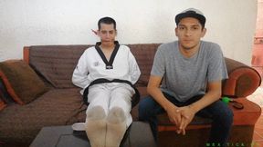 "Tough" Karate Fighter Petit Receives Mean Tickling Treatment While Being Ballgagged. His Mate Fabian Shows No Mercy With Him. Looks Like Petit Isn't Such A Tough Man After All, Huh?