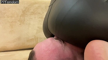 Petite Princess Kira In Leather Legging Ignore Face Sitting and Footdom Femdom