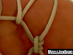 MuscleJockBound.com - Hunk's bondage with balls secured and cock restrained for intense pleasure