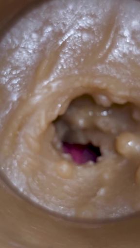 Extreme close up!  Injecting a large dose of sperm pussy toy Camera  4k   Clip 1