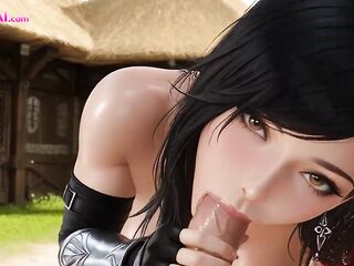 Outdoor Brunette hair Tifa’s Biggest Cum Explosion On Large Titties! AI Generated