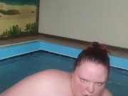 Playing with my titties and vibrator in the hot tub -VivianDimondBBW