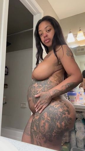 Big Busty Princess Shows off Her 9 Months Pregnant Belly