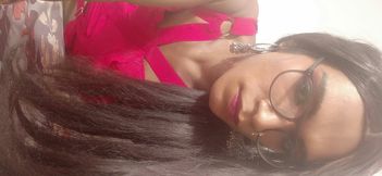 Indian Shemale Solo Cumming in Red Stockings and Eating Own Jizz