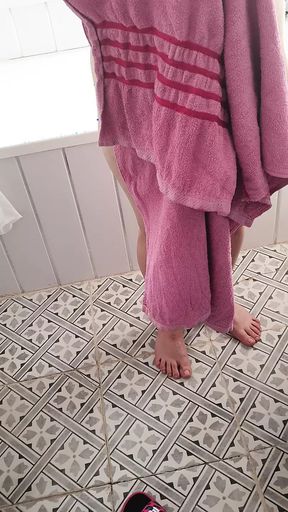 Step mom caught naked in bathroom by step son