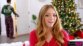 Myra Moans helps stepbrother with large dick get into Christmas spirit