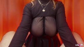 HUGE Tits DROWNED in CUM Sheer Black Top Tittyfuck Destruction LilyKoti