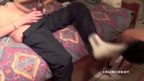 Slut total submissed by Fabien with sneakers and Uro domination