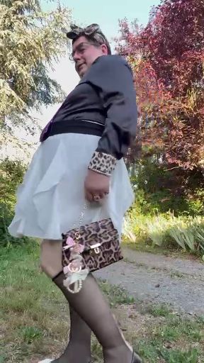 Dressed in a little white skirt for a night out