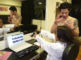 Hawt secretary has sex with her boss out of a cock-sock.