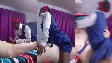 Stepdaddy sex Hottest cock riding by sluttty stepdaughter in uniform( membership video )