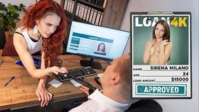 VIP4K. Naughty redhead slut Sirena Milano started her business with hot fuck at the tabletop