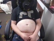Daddy Jackal wanks his cock at his computer