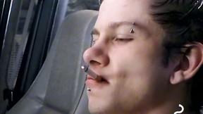 ”Alluring twink Ian Madrox blows booty while rubbing his meat”